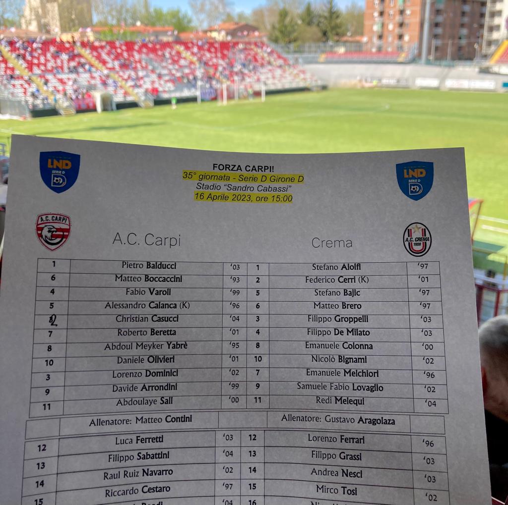 berty_F's tweet image. #SerieD Per la rubrica Domenica allo Stadio, al #Cabassi va in scena #Carpi vs #Crema. Cronaca Testuale Live su: datasport.it/calcio/serie-d…