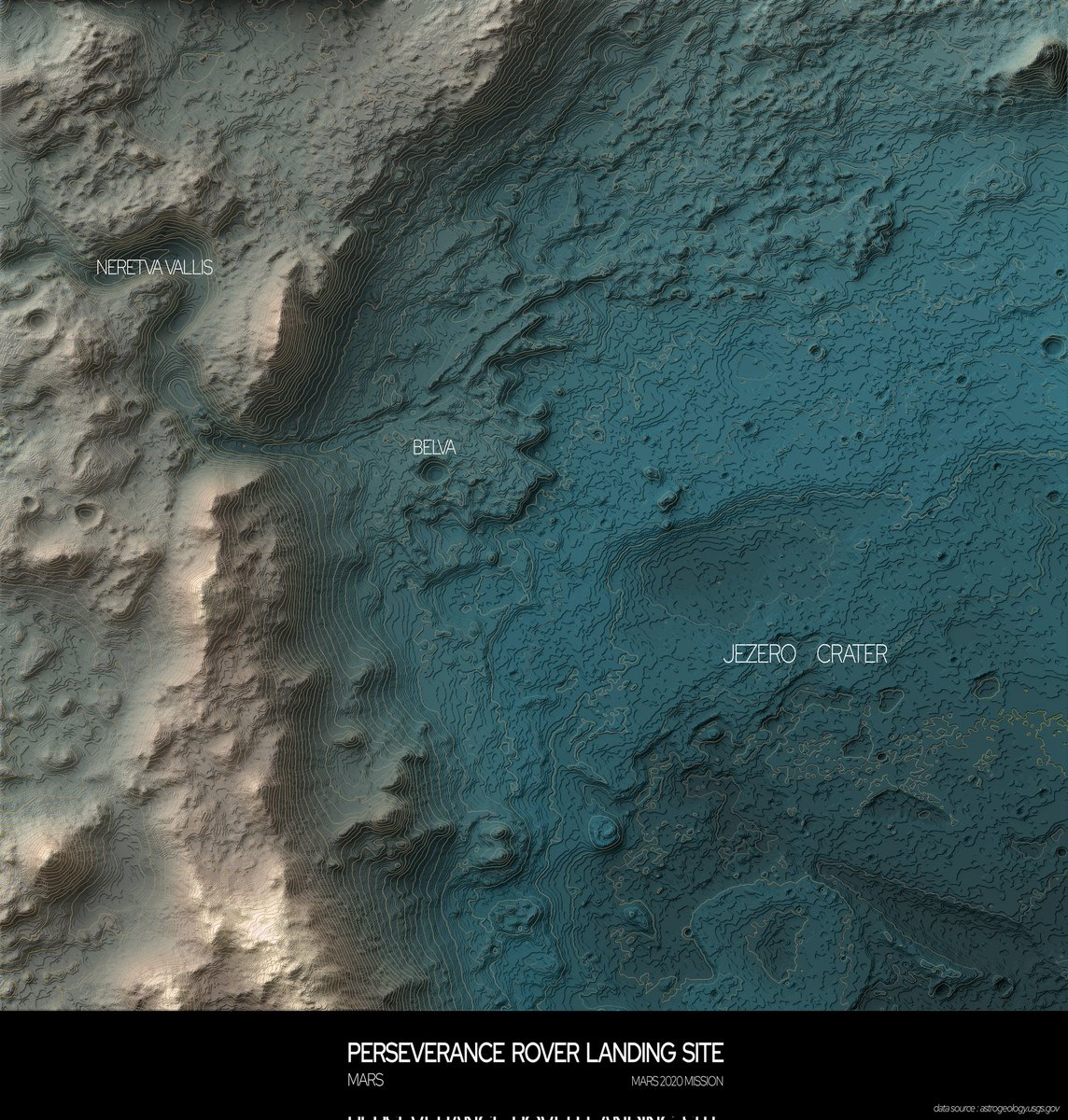 par_eshan's tweet photo. Terrain map of The Jezero Crater on Mars

#blender #qgis #arcgis #mapping #topography #elevationmap #reliefmap #datavisualization   #cartography #mars #perseverance #rover #nasa #space #research https://t.co/PAKwqQj7Kf