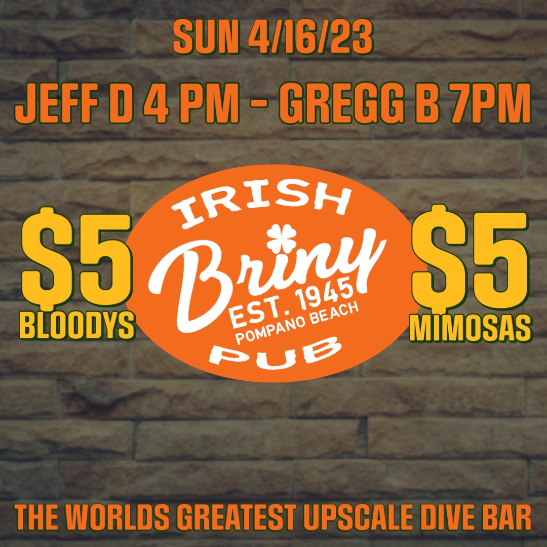 brinypubpompano's tweet photo. Sunday Funday awaits you at the Briny! Come kick off your day with some delicious grub, a cold beverage and feel-good tunes. Get ready to be recharged for Monday - we'll see you there! #pompanobeach #brinyirishpub #beachbar #irishpub #livemusic #localmusic #jeffd #greggb https://t.co/xw4p4uaojP