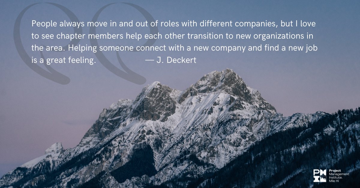 PMIMileHi's tweet image. Our community is full of connectors, cheerleaders, and people who want to see you succeed. This is what makes our group so unique.

#pmimilehi #projectmanagementprofessional #collaboration #projectplanning #programmanagement