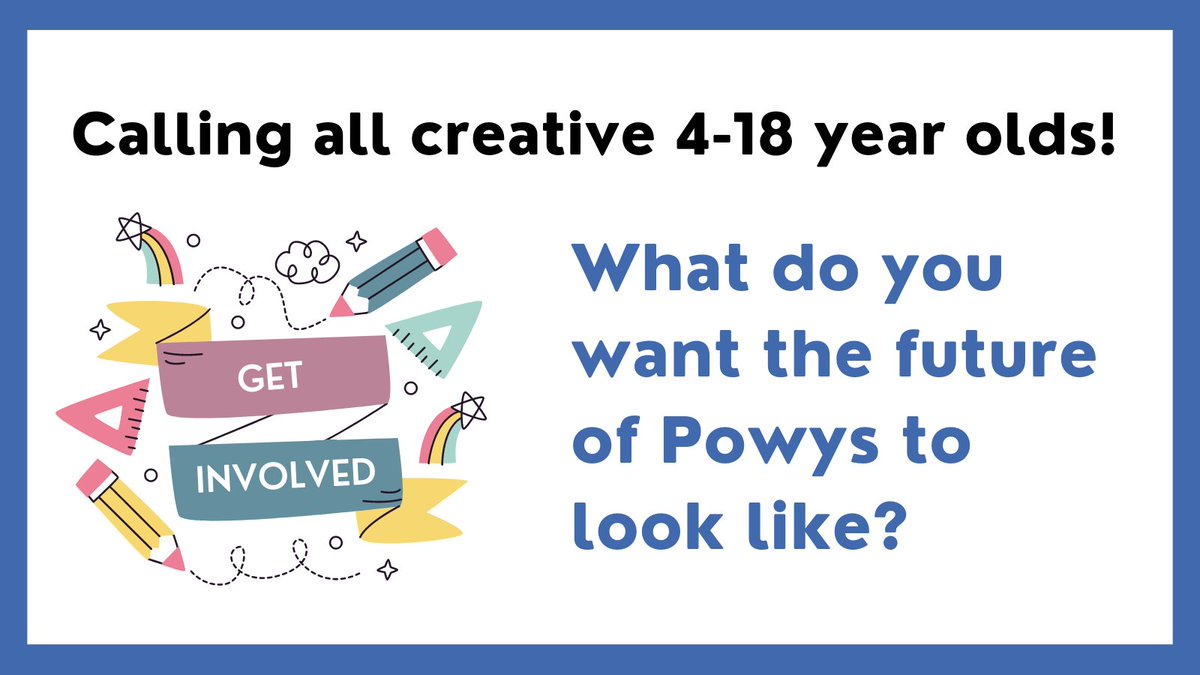 Calling all creative 4-18 year olds! 🎨✍️ 

Last chance to get involved with the Powys Well-being Plan!

Find out more: haveyoursaypowys.wales/powys-well-bei… 

📆 Closing date: 19 April
