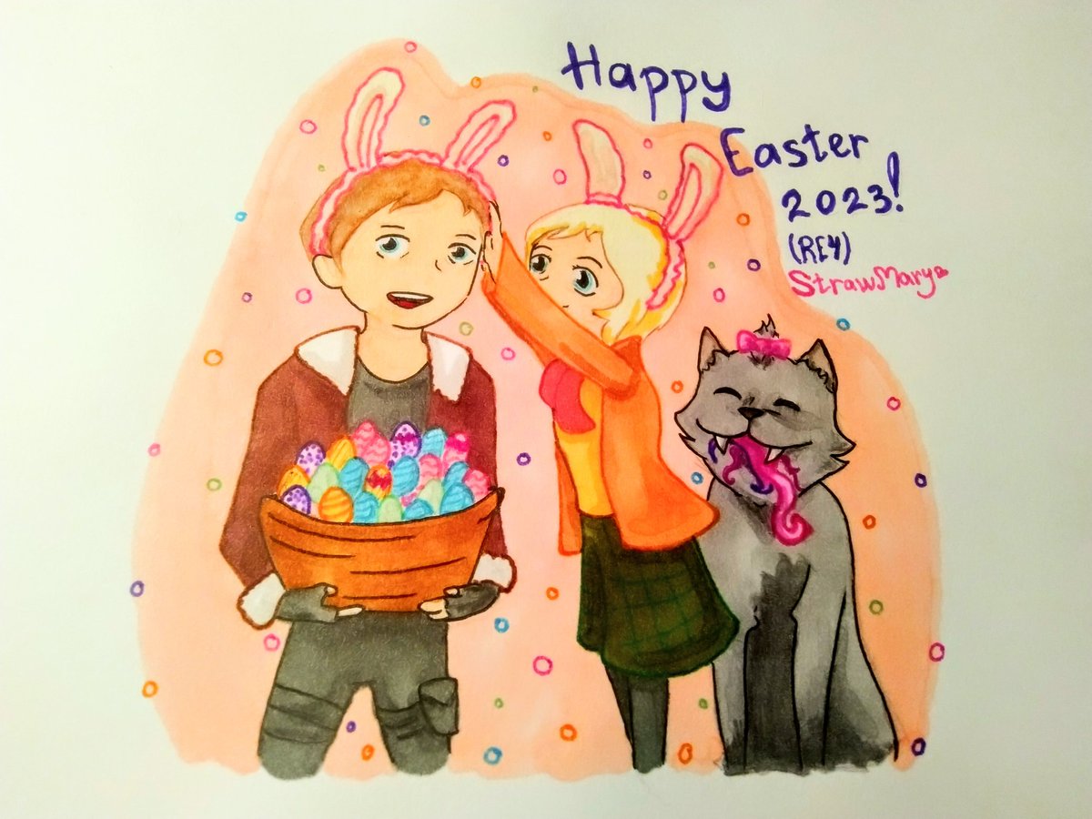 MaryB565's tweet photo. #RE4 
#ResidentEvil4Remake #LeonKennedy #AshleyGraham 

🐣Happy Easter!🐣 https://t.co/PynKubwnL6
