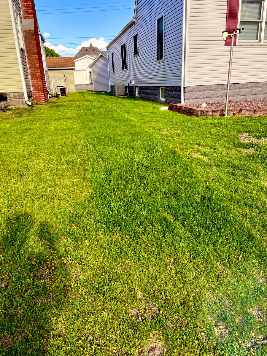 Classic 2 strips of grass property line dispute amongst the neighbors. Love it!