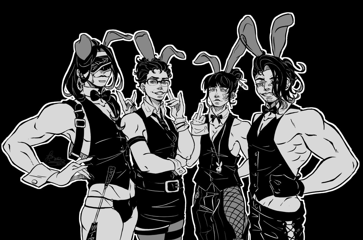 SAFESCRIPTA's tweet photo. Jรก que o twitter nรฃo morreu (ainda)...
Desenho do Quarteto Fantรกstico dos Escriptas vestido de coelhinhos
Ficou simples, mas foi de coraรงรฃo.
โ ๐
#EscriptasStans
#ordemparanormalfanart https://t.co/N2g1mAkpk7
