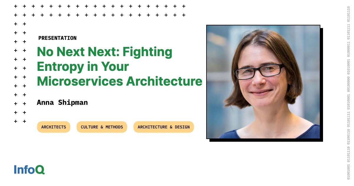 InfoQ's tweet image. #ICYMI Learn: 
➡️ how to recognize some of the common problems that afflict #MicroservicesArchitectures
➡️ steps to take to address them 
➡️ practices you can put in place to keep your architecture in a decent state 
&amp;amp; more

🎥 #InfoQ video: bit.ly/408XCcp