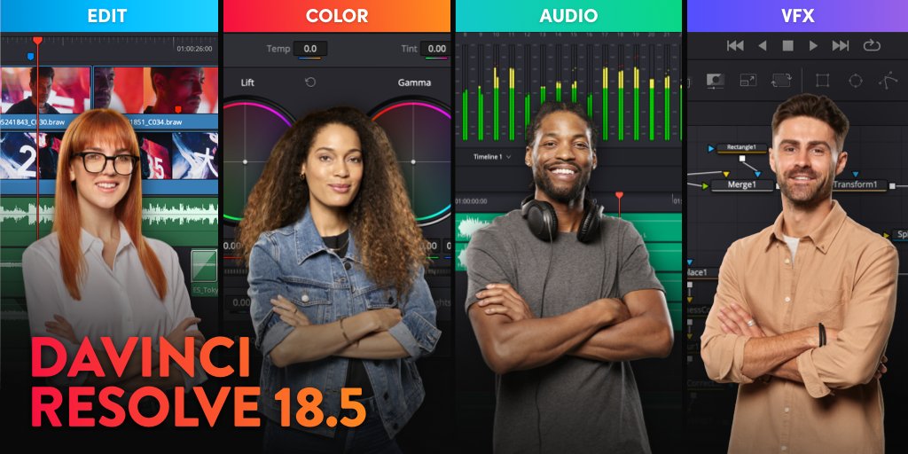 Introducing DaVinci Resolve 18.5 Public Beta! New massive update with new AI tools, over 150 new features, new cut page editing toolset, powerful new Fairlight audio mix automation and more! Download now from bmd.link/q4FEC9