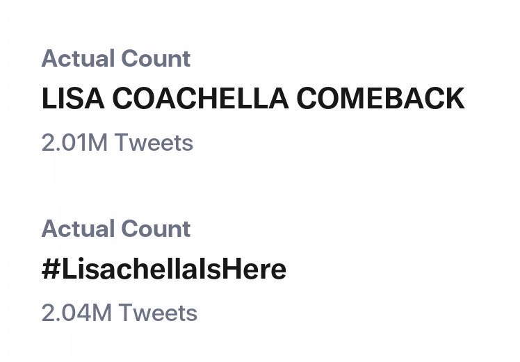 LISANATIONS_'s tweet photo. Both our tagline and hashtag have surpassed 2 million tweets! Proud of LISA and us! Let's keep it coming, is 3M possible? 🚀

📸 @hmmlalisa 

LISA COACHELLA COMEBACK
#LisachellaIsHere https://t.co/W2rPj1Hmtl