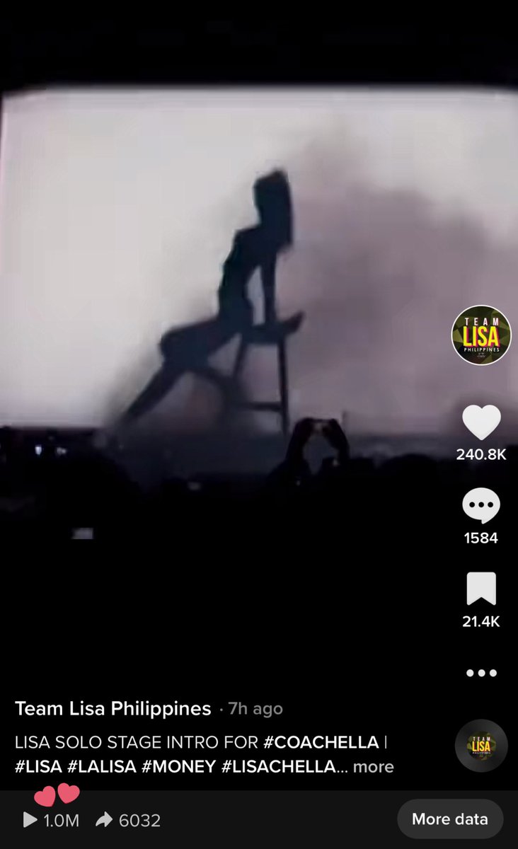 TeamLisaPH's tweet photo. Our TikTok post about Lisa’s iconic MONEY solo stage intro has reached 1 million views under #LISACHELLA tag 🔥 

🔗 https://t.co/hMWZmJCYF2

LISA COACHELLA COMEBACK #LisachellaIsHere https://t.co/LOZBMSPq3A