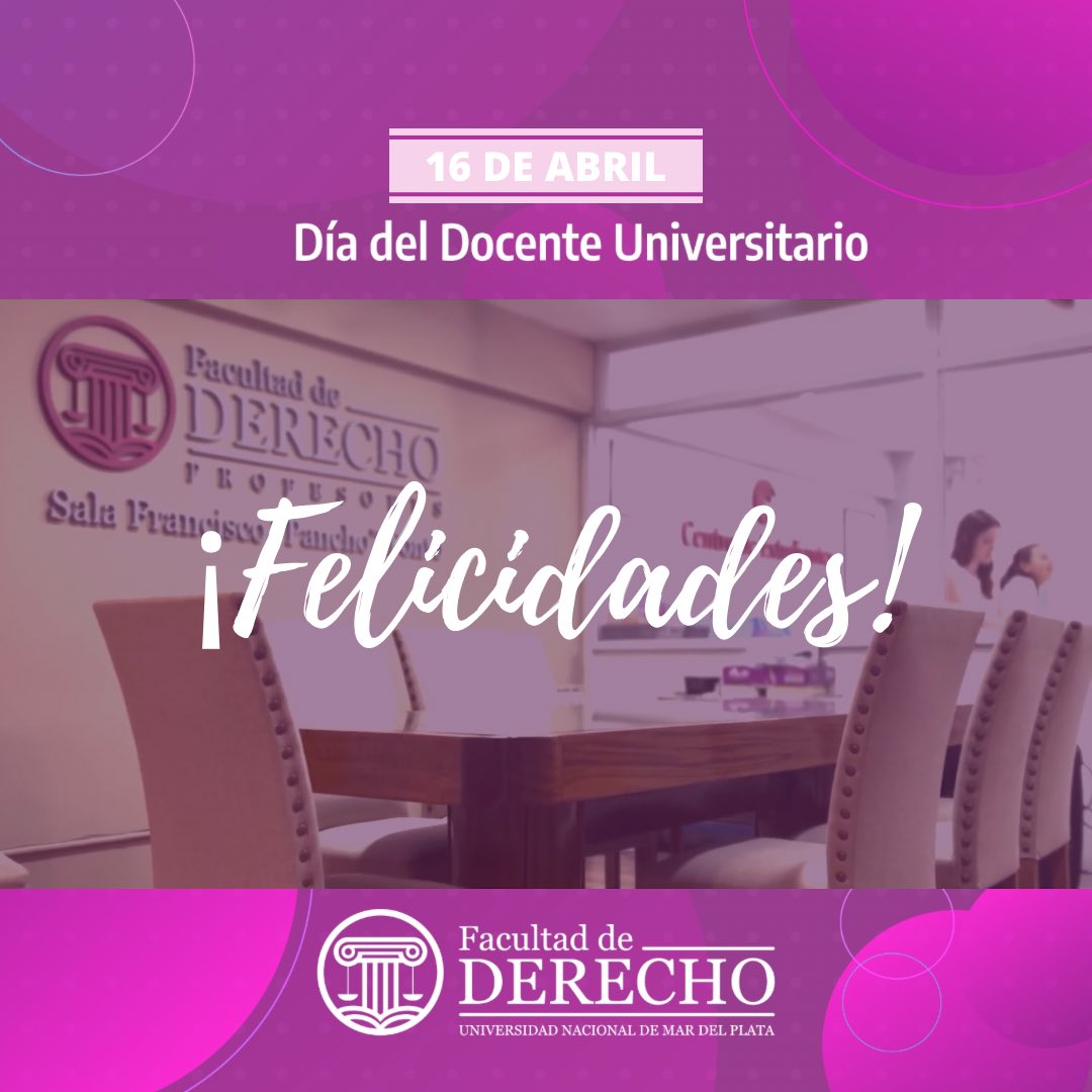 🎉 En el Día del Docente Universitario saludamos a nuestro querido cuerpo docente. 👩‍🏫👨‍🏫

Su arduo trabajo y compromiso con la educación pública son sumamente valiosos para el futuro de nuestros y nuestras estudiantes. ¡Felicidades!