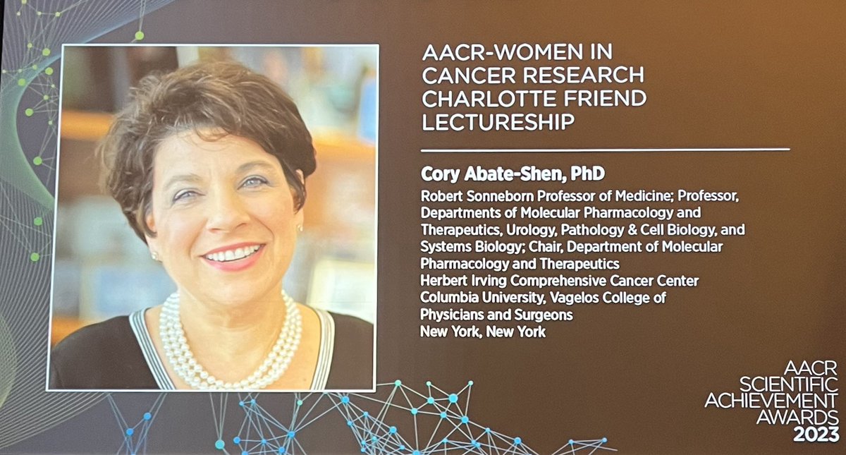 Congratulations to an amazing scientist and leader, Cory Abate-Shen recipient of the prestigious Charlotte Friend Lectureship ⁦@Columbia⁩ ⁦@AACR⁩ #aacr23