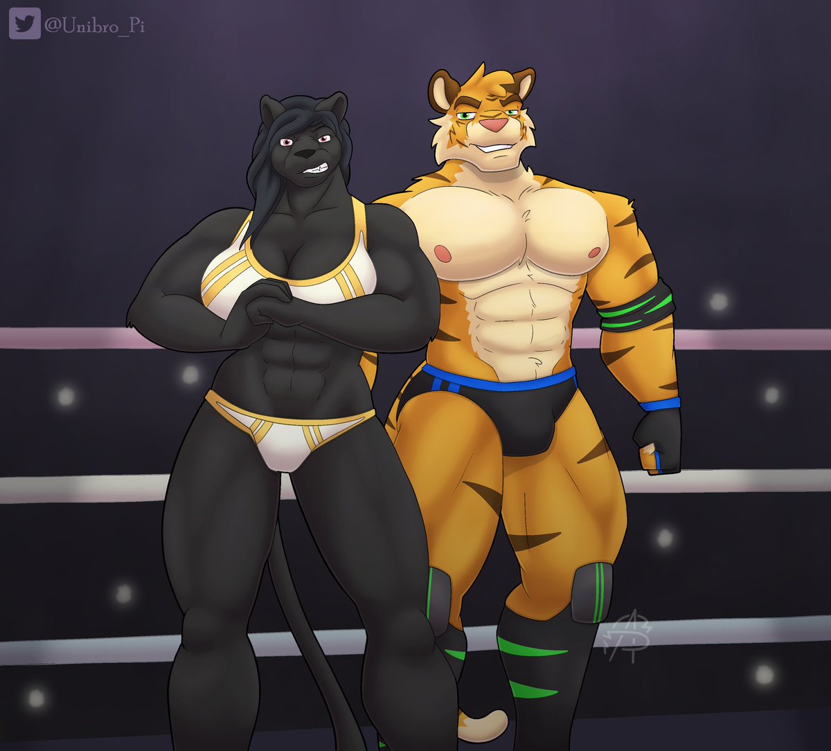 When it comes to being King and Queen of the Ring, there will always be challengers. The Rival King and Queen, Anton Sabre, and Zala Hafeez are ready to face Roarson and Roxanna for the title. Who shall win? A commission from @Unibro_Pi