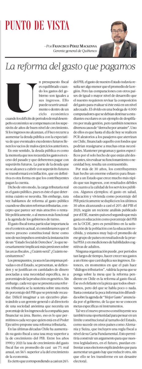 Ningún Estado puede gastar por años mas que sus ingresos,la deuda publica tiene límites.Pero eso no significa subir los impuestos,especialmente cuando estos son altos Recomiendo esta columna en ⁦@pulso_tw⁩