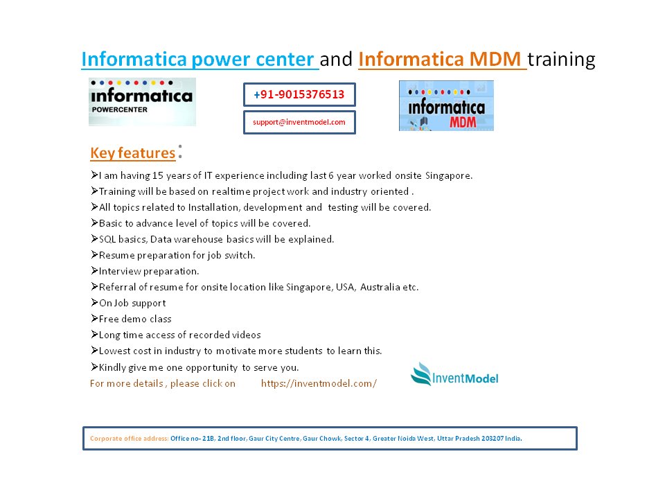 LisaWil61735566's tweet image. Informatica power center and Informatica MDM training.

#Informatica #Informaticatutorial #Informaticapowercenter #Informaticaonlinetraining