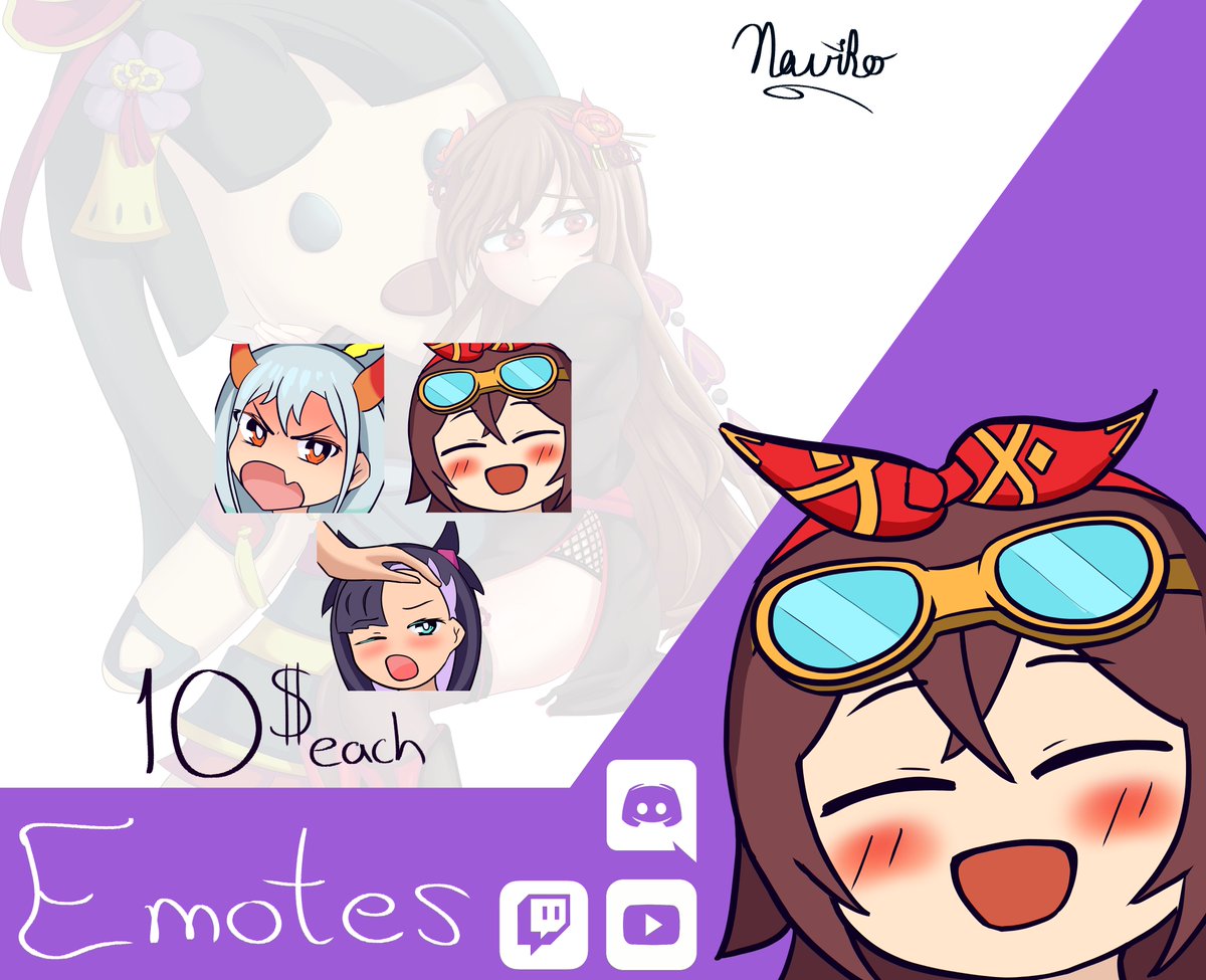 NavikoDraws's tweet image. Offering emotes for 10$ each!

#GenshinImpact #ONEPIECE #Commission