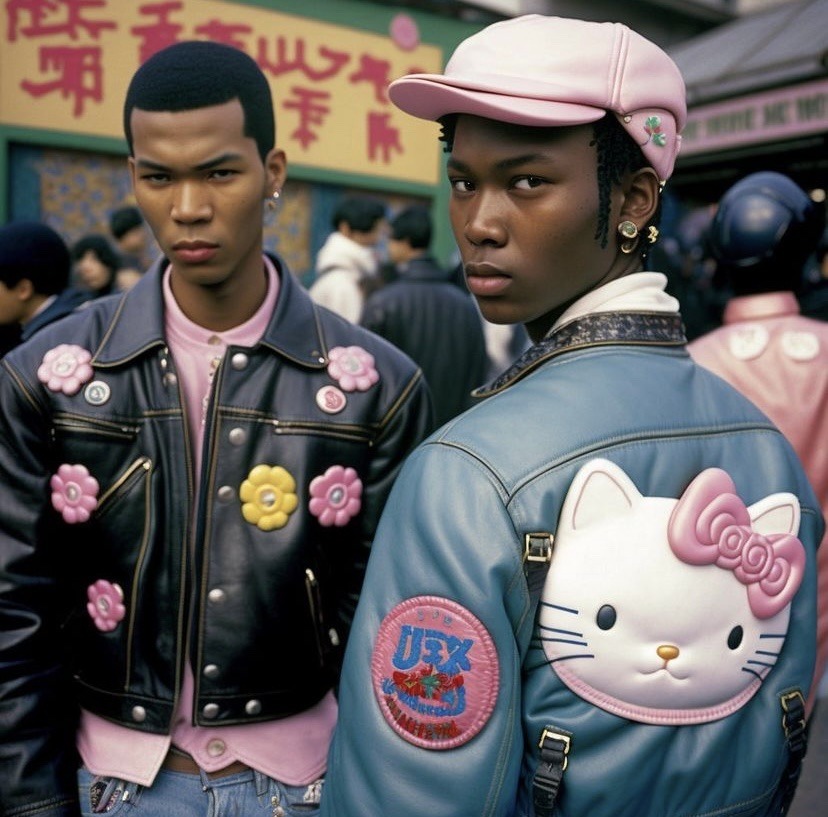okiomy's tweet image. these hello kitty jackets fuck
