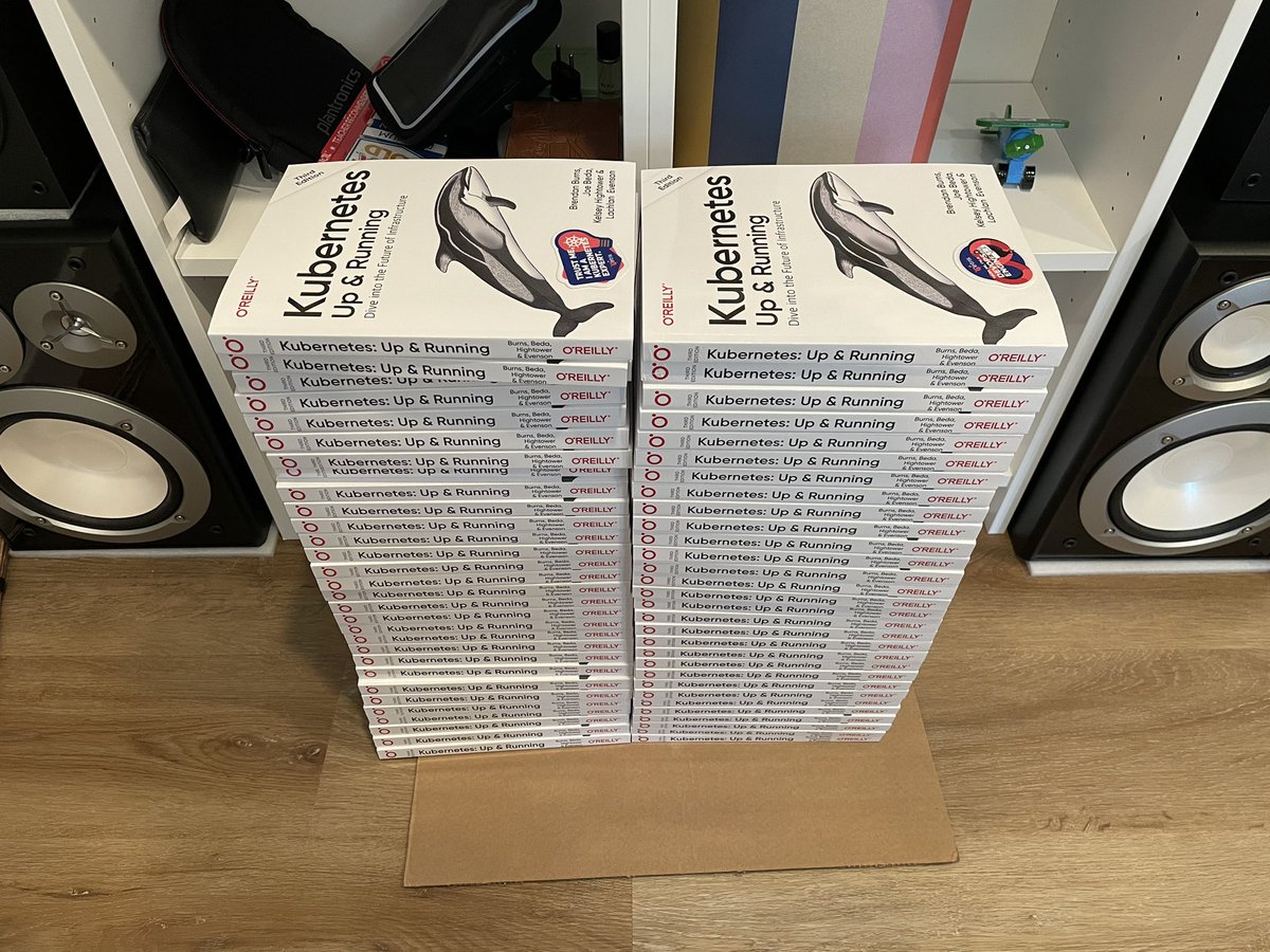 alex_saroyan's tweet photo. Heading to @KubeCon_ — with these books to host @kelseyhightower’s office hours at @netris_io booth on 18th ✌️ https://t.co/OhEyN6mKYH