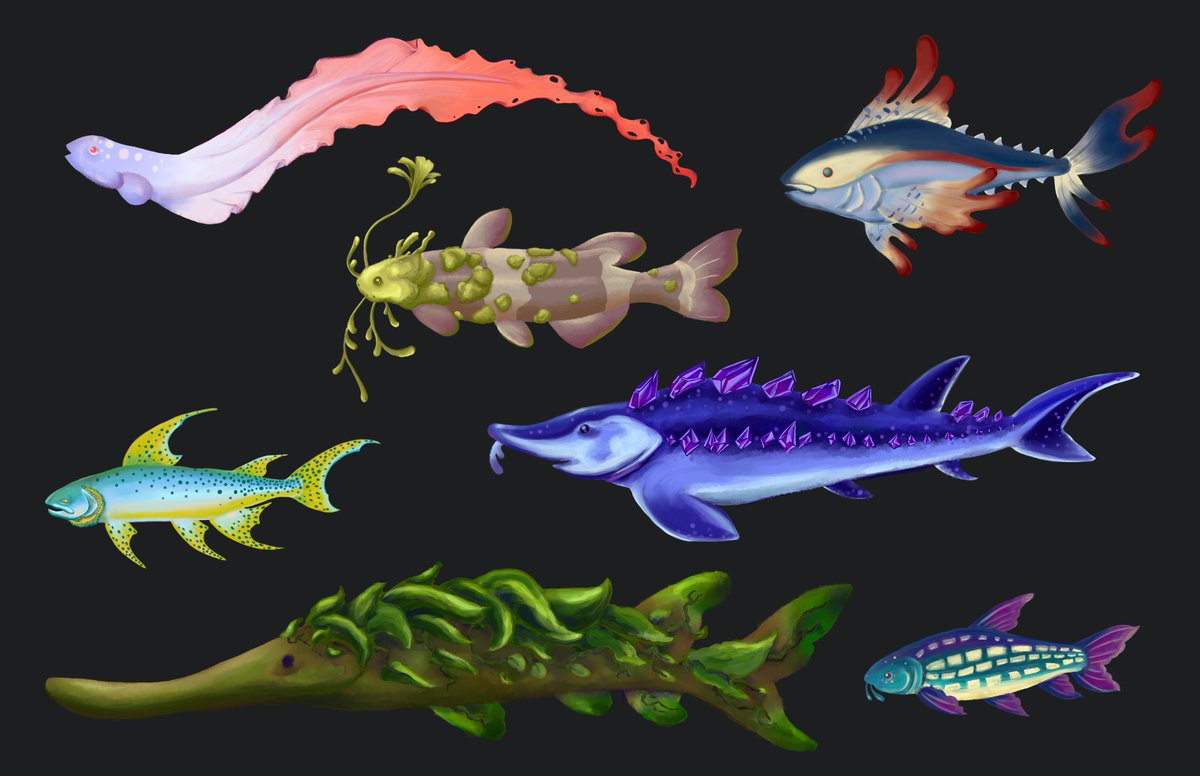 fishing_guild's tweet image. Fun fact!
Before we had our final fish selected this is what some of them might have looked like?

We cast off on May 1st!
Check out Divining Rods from the Fishing Guild Studio

🌊🐋🐠🐟🌊

#fishgame #indiegame #student #gamedev #conceptart #gameart #fishing