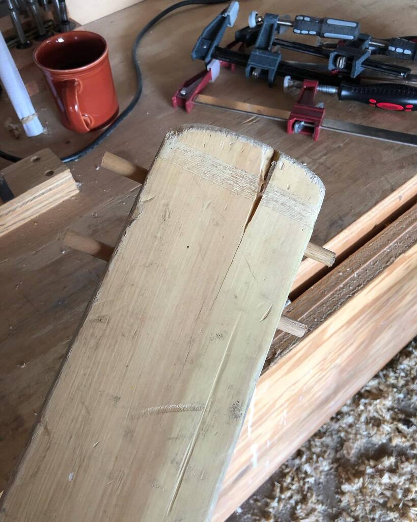 BluDemonCricket's tweet photo. A little time for glue to dry, saw off some dowels, then a little patch to fill a crack. Getting closer! https://t.co/gxAZjsdXvt https://t.co/8fsdtW528l
