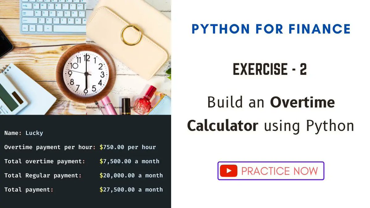 usingpython's tweet image. Exercise 2 - How to make an Overtime calculator exercise using python?
Sales tax is a type of consumption tax which you pay to the seller when you buy anything. It is imposed on everything.
📚 Read the full article here:
🔗 usandopy.com/en/artigo/exer… #python #usingpython