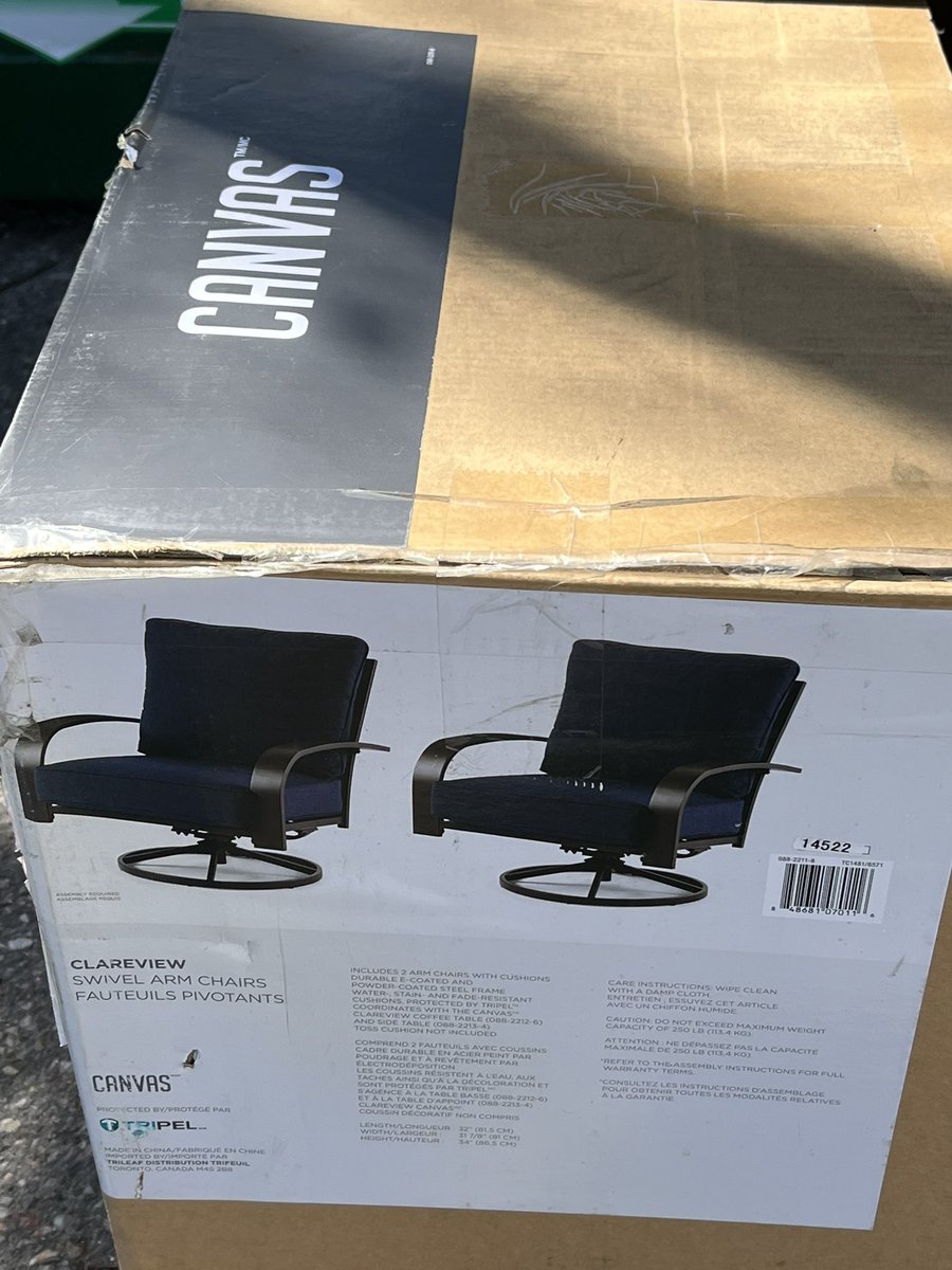 OronoArena's tweet photo. Hello Orono! We want to congratulate the person who bought the matching Clareview swivel arm chairs - they look lovely BUT please don’t make your purchase our problem. We pay for our garbage and recycling to be picked up.  This is a cost to the arena and comes from a small budget https://t.co/X97YsgrW65