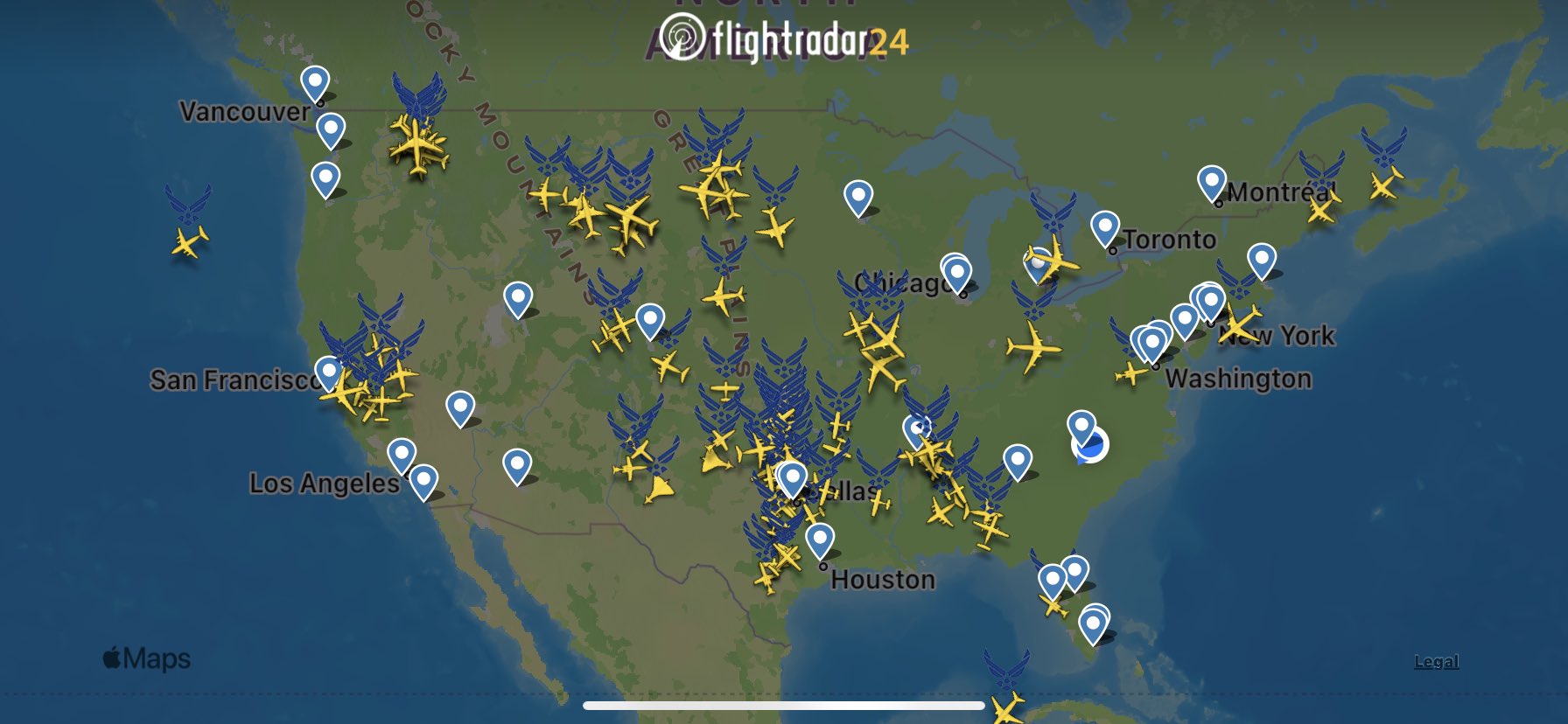 USAF traffic over US 240 EST