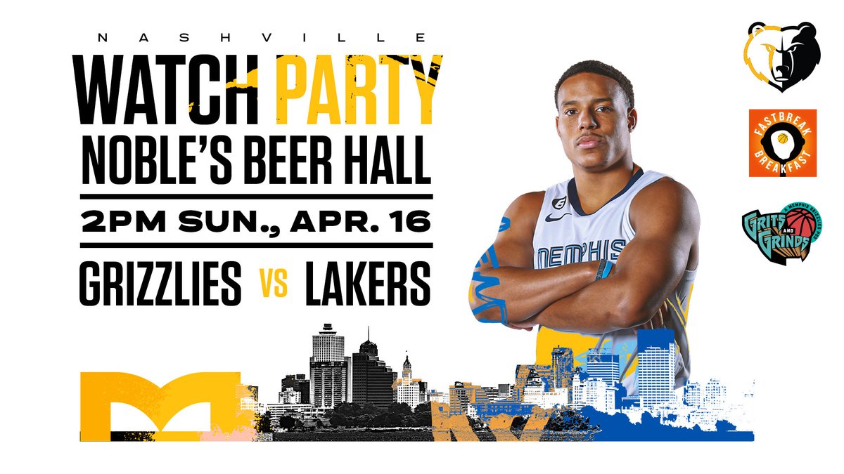 I AM IN MEMPHIS

IF YOU AREN'T IN MEMPHIS YOU NEED TO BE AT NOBLES BEER HALL IN NASHVILLE RIGHT NOW

@GRIZZNASHVILLE WATCH PARTY

#BEATLA  

#TEAMTN

#GRIZZLIES
