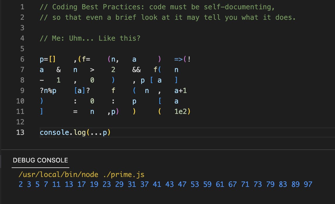 PR0GRAMMERHUM0R's tweet image. JavaScript forbidden practices. Part 4: self-documenting code reddit.com/r/programmerhu…