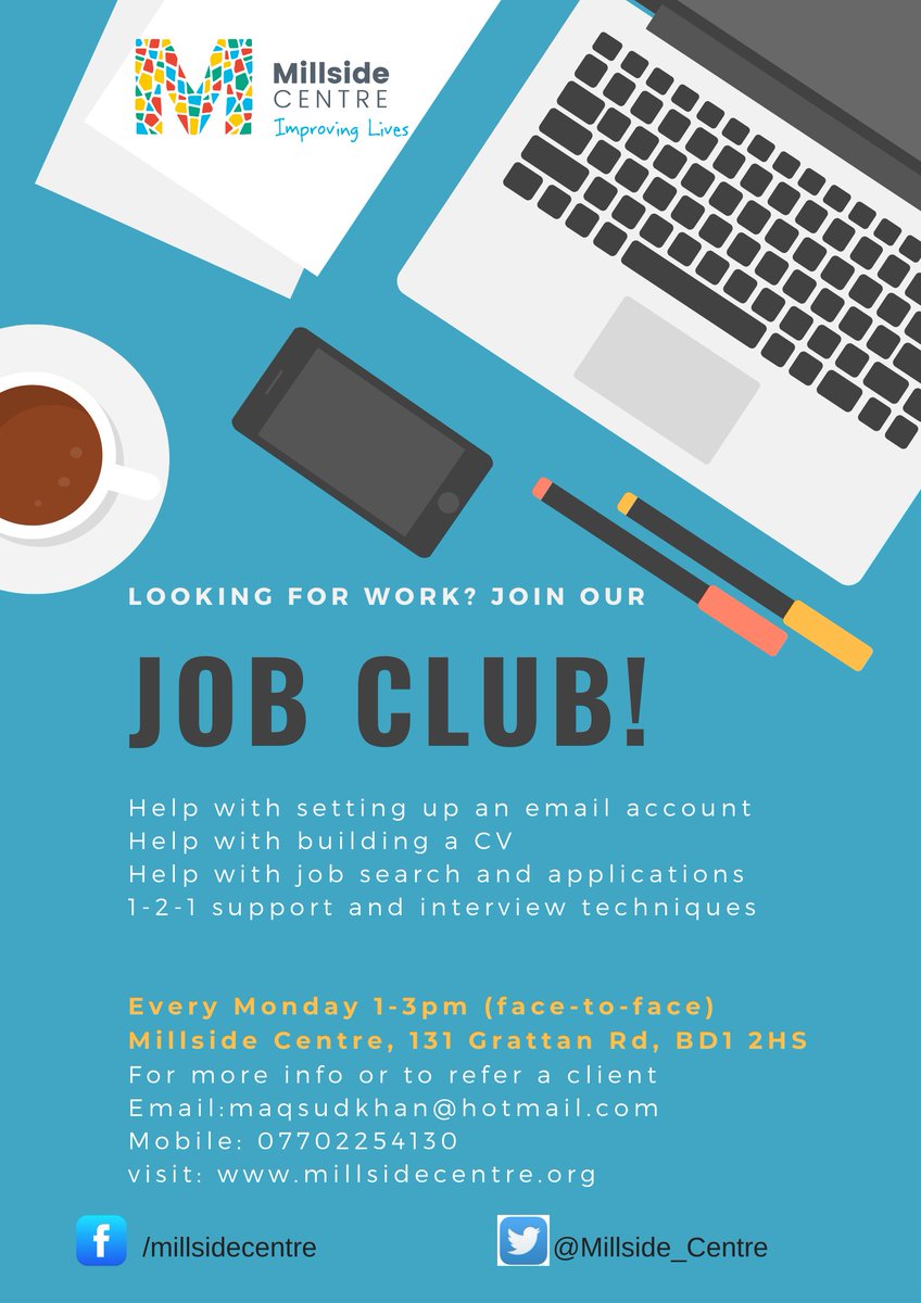 Tomorrow our bread making group for woman will be back on at 10:00am. Later that day we will have our job club that is open to all from 1:00pm. See you then.