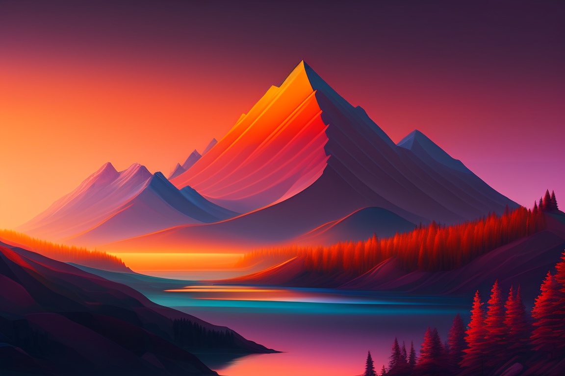 Simple image prompts can produce beautiful results. Prompt: 'Stylized painting of a mountain range at sunrise' 10 examples from different image generators: 1. Lexica