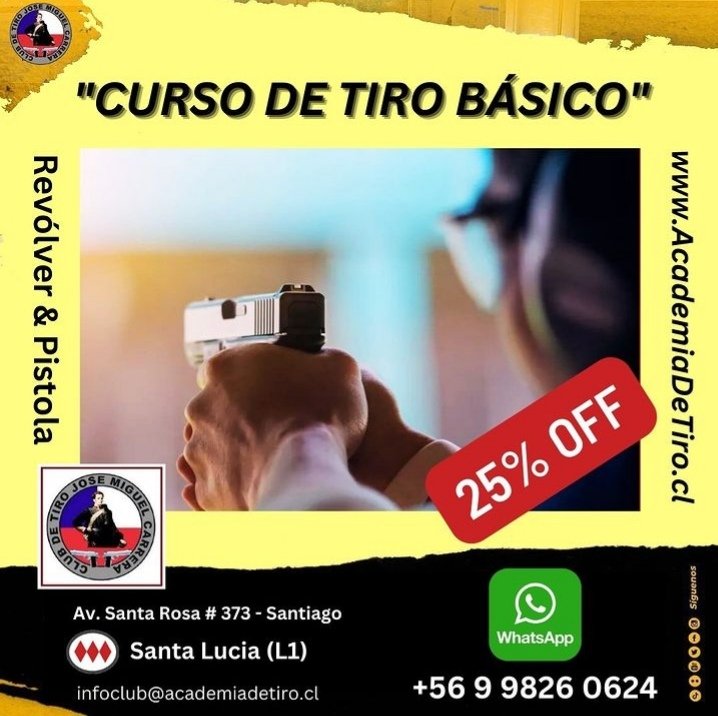 Curso de Tiro Básico. En Santiago centro. RT
academiadetiro.cl
WhatsApp: +56998260624
#LeyNainRetamal #alerta <a href="/mvacarezza/">Marcela Vacarezza E</a> <a href="/alvarez_monse/">Monserrat Álvarez</a> <a href="/DelChilena/">ASOCIACION CHILENA DEL RIFLE</a> RT