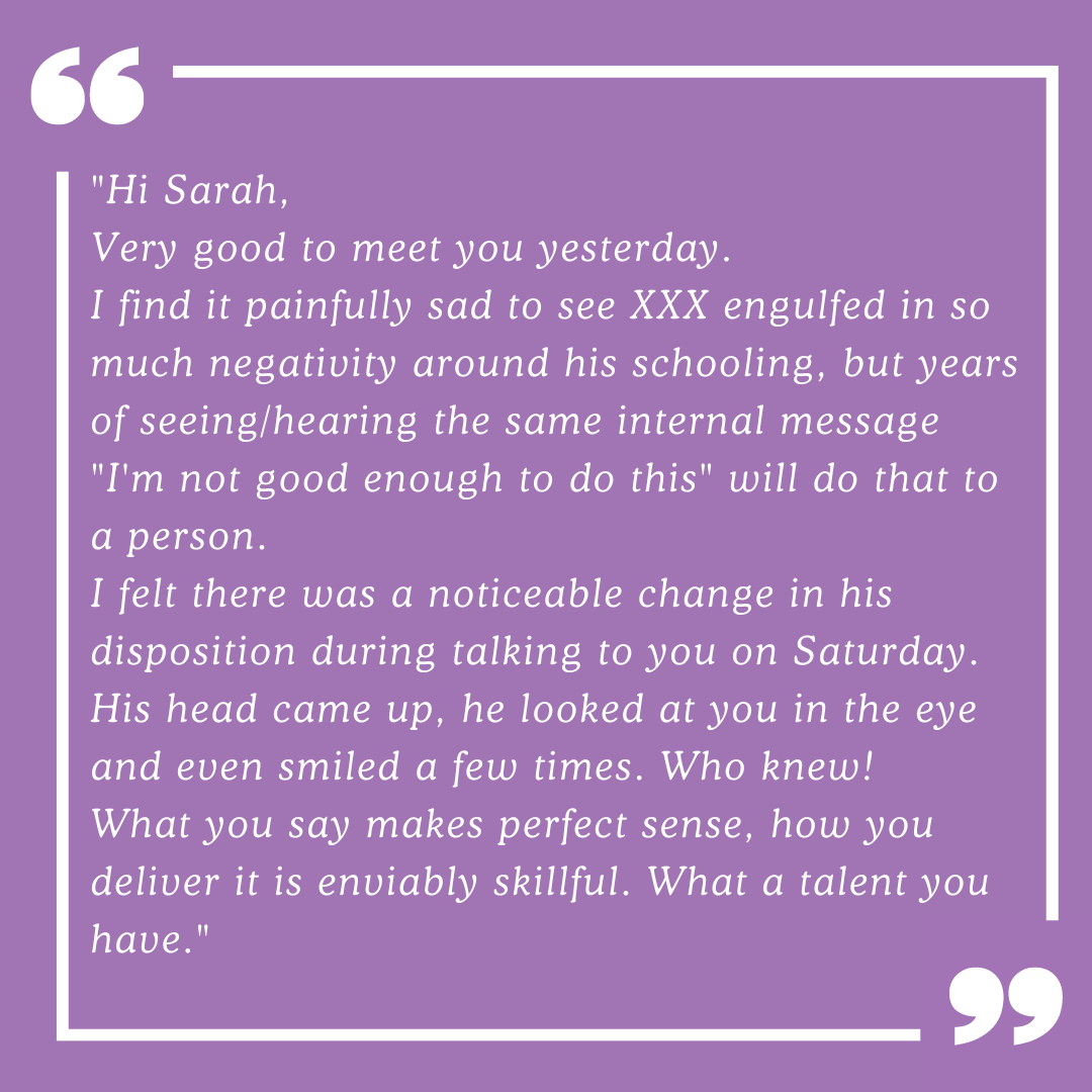 SarahBrazenor's tweet photo. Not sure your teenager will work with me?

This message from a parent of a reluctant teenager should make you feel it's possible.

I love a reluctant teenager and no one should be made to feel like a failure. https://t.co/OwcERKjCAv