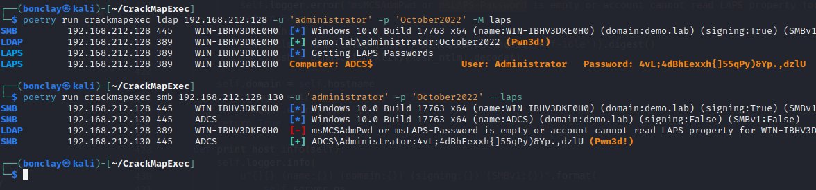 mpgn (@mpgn_x64) on Twitter photo I've updated CrackMapExec to make it compatible with the new Windows LAPS feature.
It is working against legacy LAPS & Windows LAPS, but doen't support password decryption... yet ⏳
Pushed on <a href="/porchetta_ind/">Porchetta Industries</a> I've updated CrackMapExec to make it compatible with the new Windows LAPS feature.
It is working against legacy LAPS & Windows LAPS, but doen't support password decryption... yet ⏳
Pushed on <a href="/porchetta_ind/">Porchetta Industries</a>