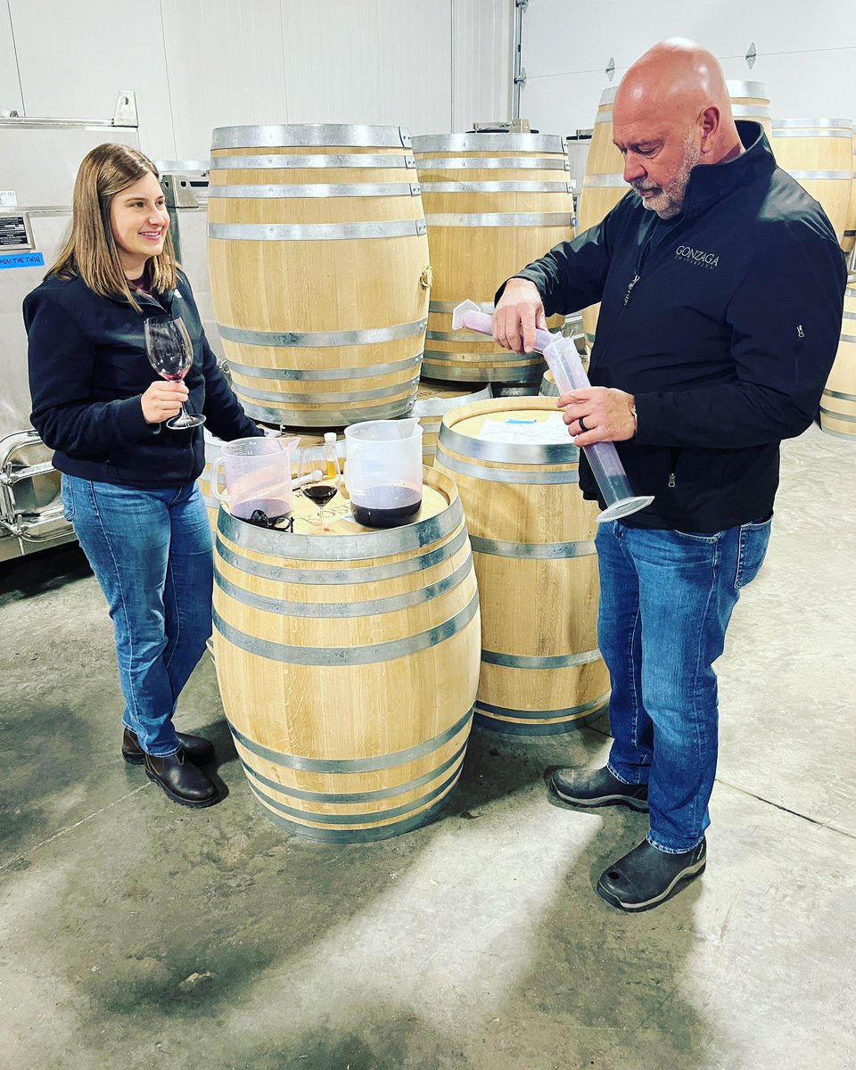 AdversityCella1's tweet photo. Caitlin Lhommeau, Wine Maker and Director of Winemaking at VintEdge, tasting through Adversity’s lots with Russell Bevan one last time before bottling next week! #winemaker #napawine #russellbevan #wine #winelover #BreakingNews https://t.co/i3mM2E5PpD