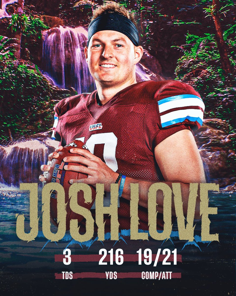 LOVE IT! 🙌 @Josh12Love set a @USFL record for the highest completion percentage (90.2 percent) in a single game!