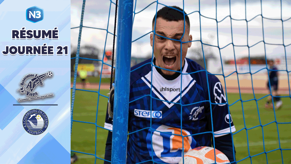 AfVirois's tweet photo. 𝗟𝗲 𝗿𝗲́𝘀𝘂𝗺𝗲́ 🆚 @as_cherbourg !

https://t.co/U1v6eojtgi

Retour en images sur cette 21e journée de championnat.

Au terme d'un match complètement fou, nos Virois sont sacrés champion de National 3 et accèdent à la National 2 !

Merci à tous nos supporters 💙🤍

#TeamAFV https://t.co/2cIjNlKaSM