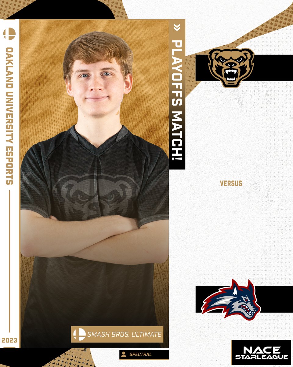 OaklandEsports's tweet photo. The TOP 4 of the NACE National Playoffs starts at 4:00pm! One match separates the Golden Grizzlies Smash Bros. Team from making it to the Grand Finals in Indianapolis at the end of the month. Let's get this #OUWin!
🆚 @SBUEsports
👉 @nacestarleague https://t.co/hxakB8zUCA