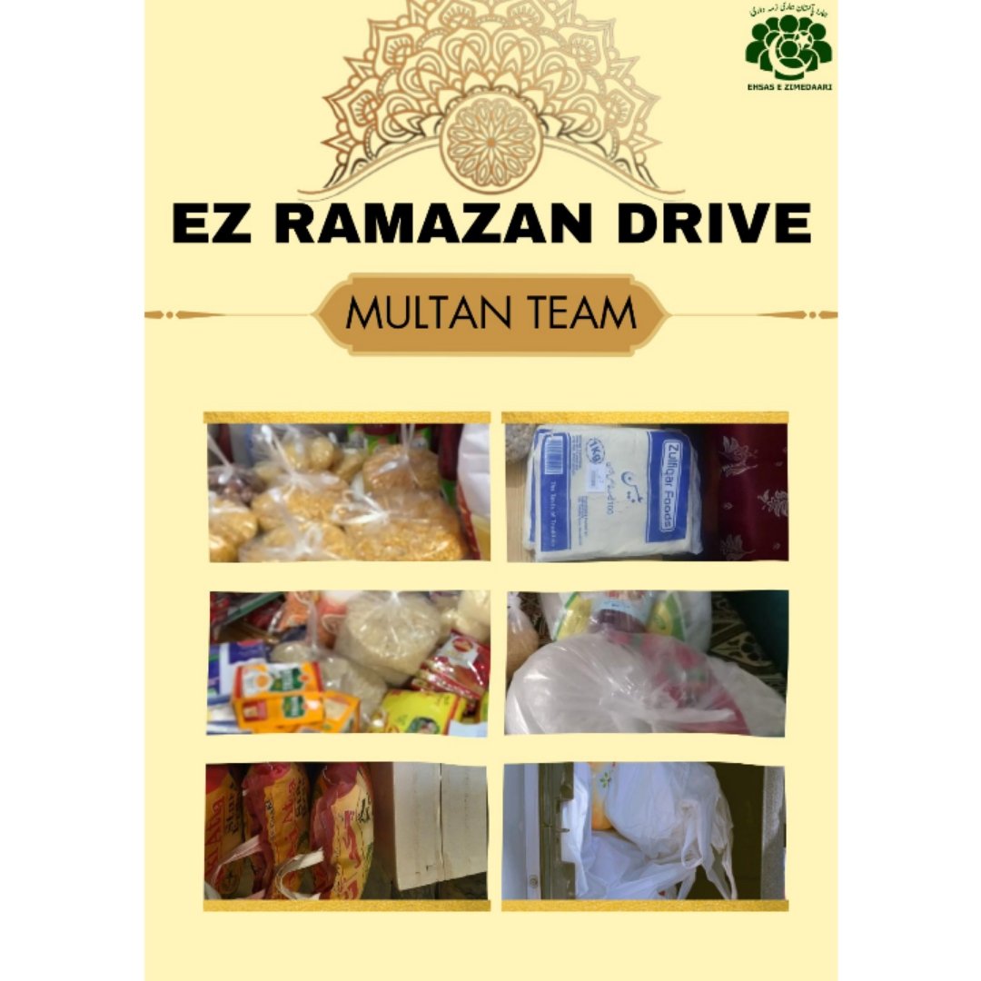 We, at Ehsas-e-Zimedaari Multan team have now completed our Ramzan Rashion Drive. The rashion bags were distributed among deserving families of Multan mostly.The families were verified and their details were collected for transparency and any future use.