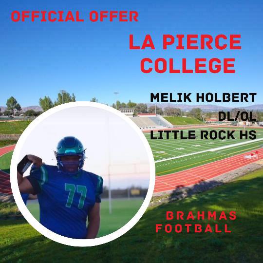 Melik Holbert (@melik_holbert77) on Twitter photo After a great day yesterday visiting <a href="/PierceCollegeCA/">Pierce College</a> and talking to all the coaches, I have received my first offer.
God is good.
Luke 1:37 “For with god shall not be impossible” After a great day yesterday visiting <a href="/PierceCollegeCA/">Pierce College</a> and talking to all the coaches, I have received my first offer.
God is good.
Luke 1:37 “For with god shall not be impossible”