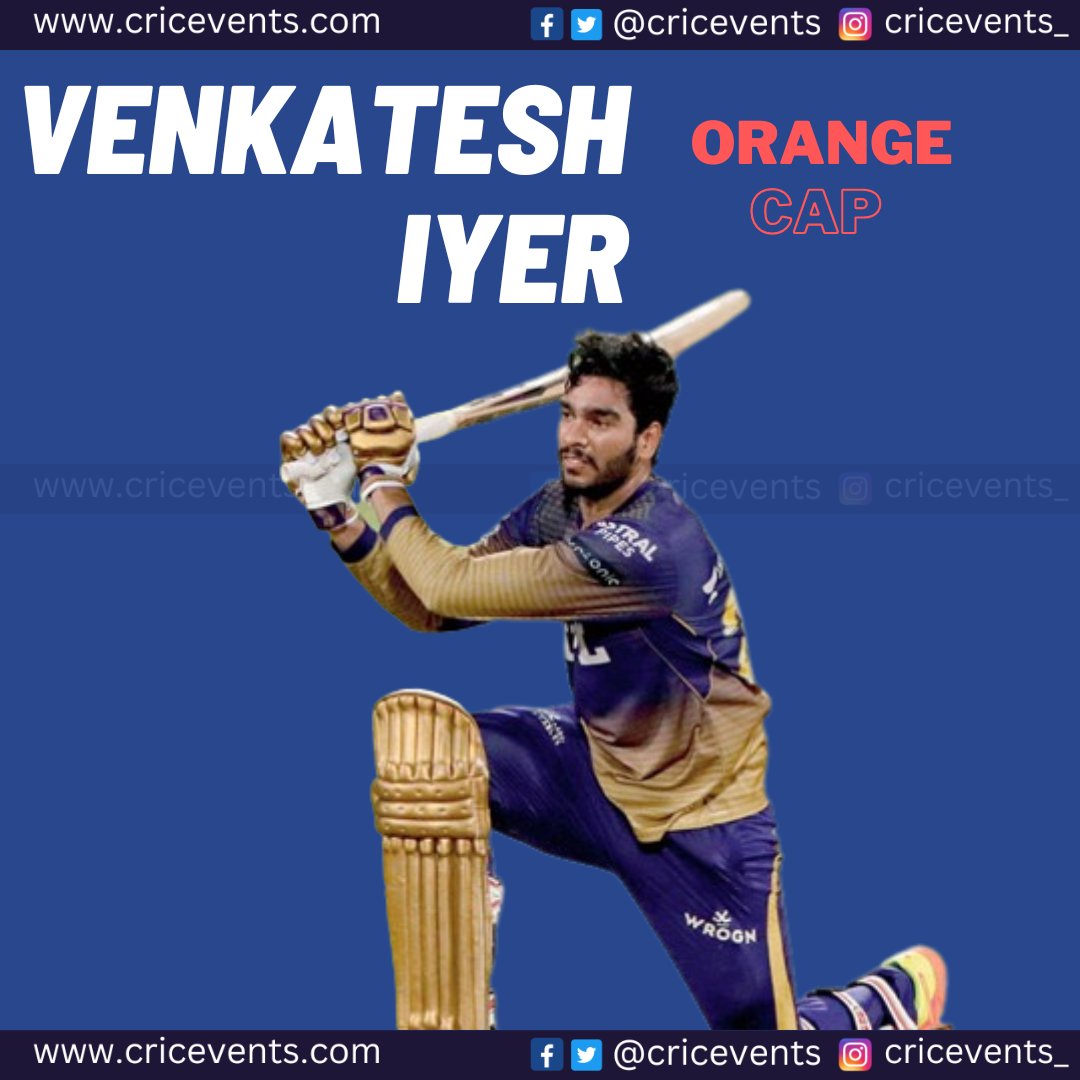 cricevents's tweet photo. IPL Orange Cap 2023, Who will win Orange Cap in IPL 2023? List of Orange cap here https://t.co/XwICaCGPT4 #MIvKKR #KKRvMI #venkateshiyer #GTvRR https://t.co/is5ieoz1iF