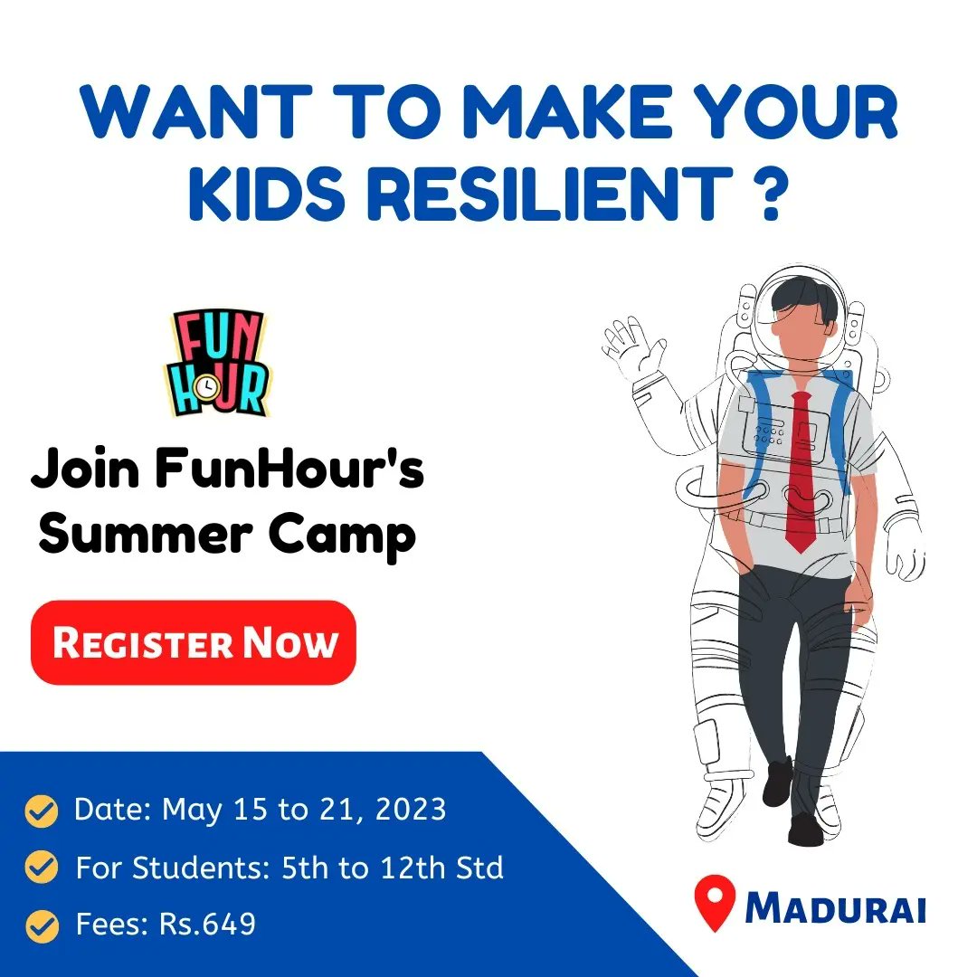 FunHourOfficial's tweet photo. Enroll you kids in our short term summer camp program โ
To register click the below link ๐
https://t.co/0eUEIg3zjH
#FunHour #funlearning #summercampmadurai #summerholidays #summerprogram #summercamp2023 #skilldevelopment #personaldevelopment #madurai https://t.co/uCLICDZL4g
