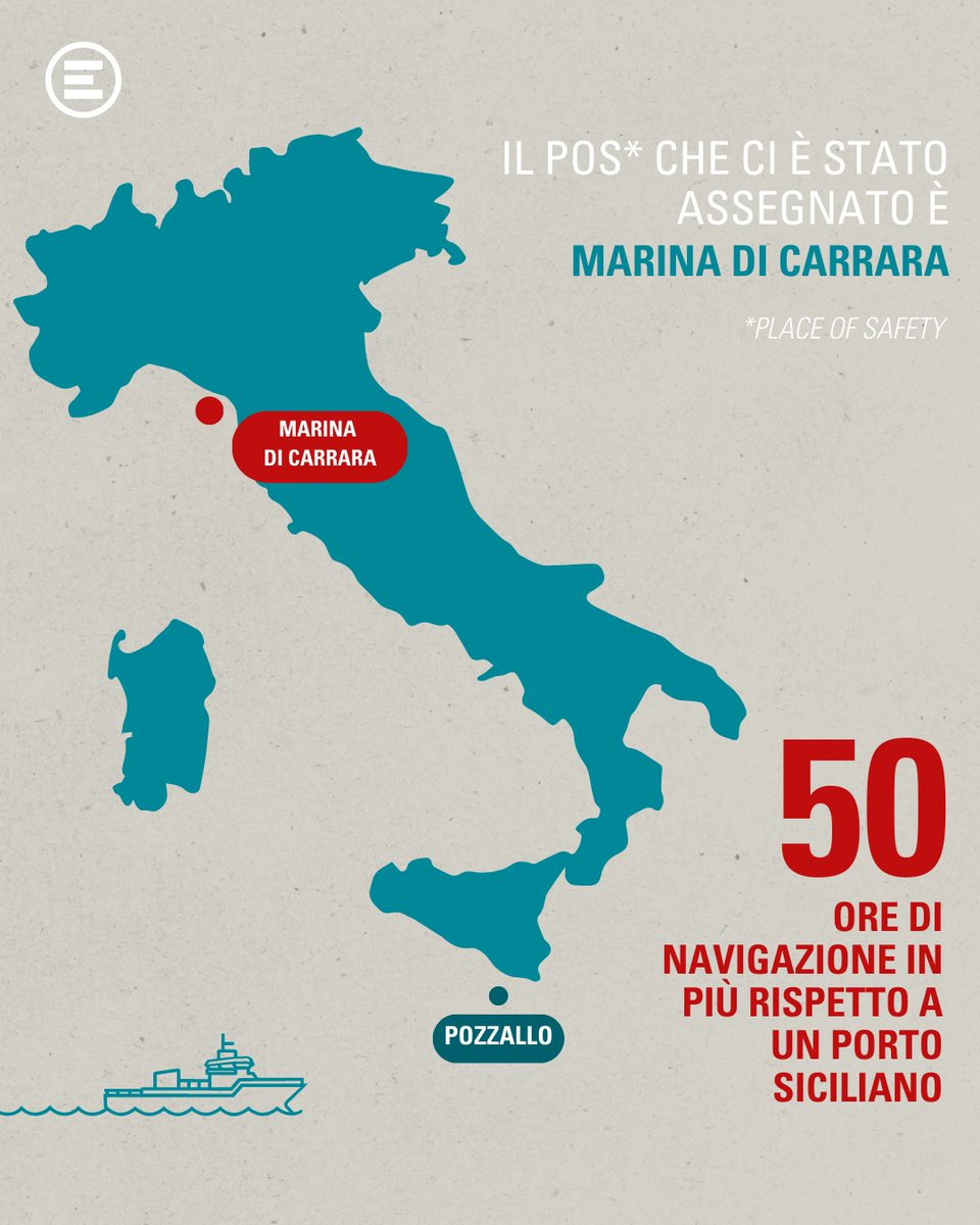 emergency_ong's tweet photo. #LifeSupport il porto assegnato, #MarinaDiCarrara, è a circa 50 ore in più rispetto a un porto siciliano.
A bordo ci sono persone che hanno subito sofferenze inaudite, violenze, torture, estorsioni.
Tenerle in mare per tutto questo tempo aggiuntivo è una scelta ingiustificata. https://t.co/gzK6cQHitn