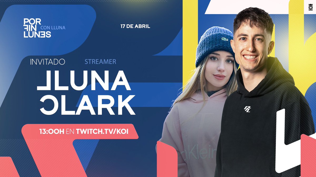 MovistarKOI's tweet photo. Mañana se viene @LlunaClark al tercer Por fin lunes de la temporada. 

No os lo perdáis, os esperamos a las 13:00 #PFL3 https://t.co/nmkDPb4hhm