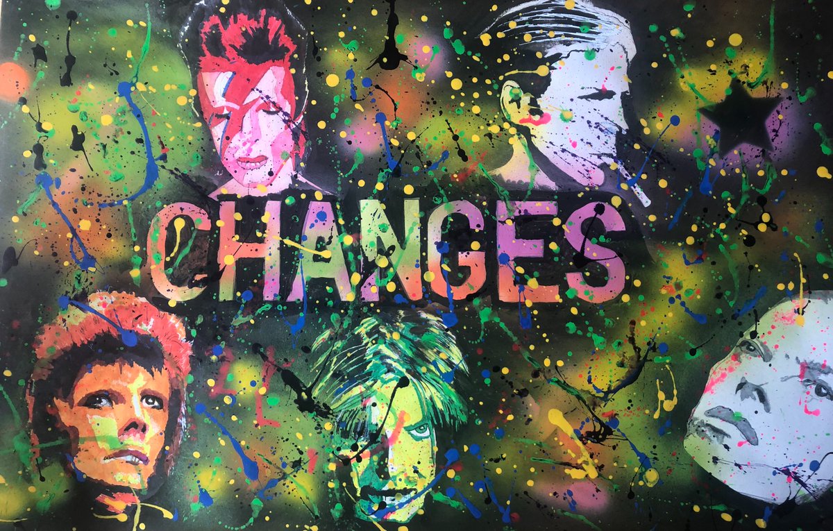 JanetHalmshaw's tweet photo. Changes David Bowie painting by Paul Halmshaw. #bowie #bowieart #ART #painting #popart #andywarhol #70sart #70smusic #70s #1970s #nft #DavidBowie #mysicart #painting #ArtistOnTwitter #music #rockmucis #gorh #indie #ziggyatardust #hunkydory #alladinsane #Bowieforever https://t.co/N7oM2GJ8xX