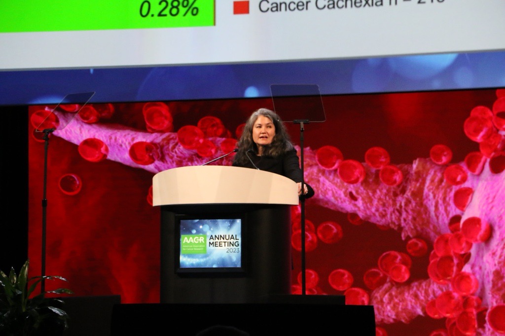 AACR (@aacr) on Twitter photo "Out of intense complexities, intense simplicities emerge"— <a href="/TeresaZimmers/">Teresa Zimmers</a> discusses cancer cachexia during the Opening Plenary Session at #AACR23. "Out of intense complexities, intense simplicities emerge"— <a href="/TeresaZimmers/">Teresa Zimmers</a> discusses cancer cachexia during the Opening Plenary Session at #AACR23.