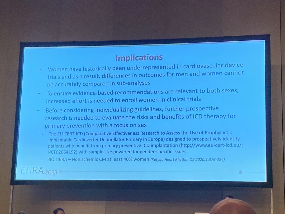 The issue of gender difference in CIED utilisation presented by @AndreaRussoEP 
#EHRA2023 @EuropaceEiC @EHRAPresident 
@PH_Otwock @MDTolgaAksu @S_NarayanMD @DrAfzalSohaib @rbcasado @veramasloo @CarolRemme @micaela_ebert @simovicst @escardio 
#EHRA_ESC #cardiotwitter #EPeeps