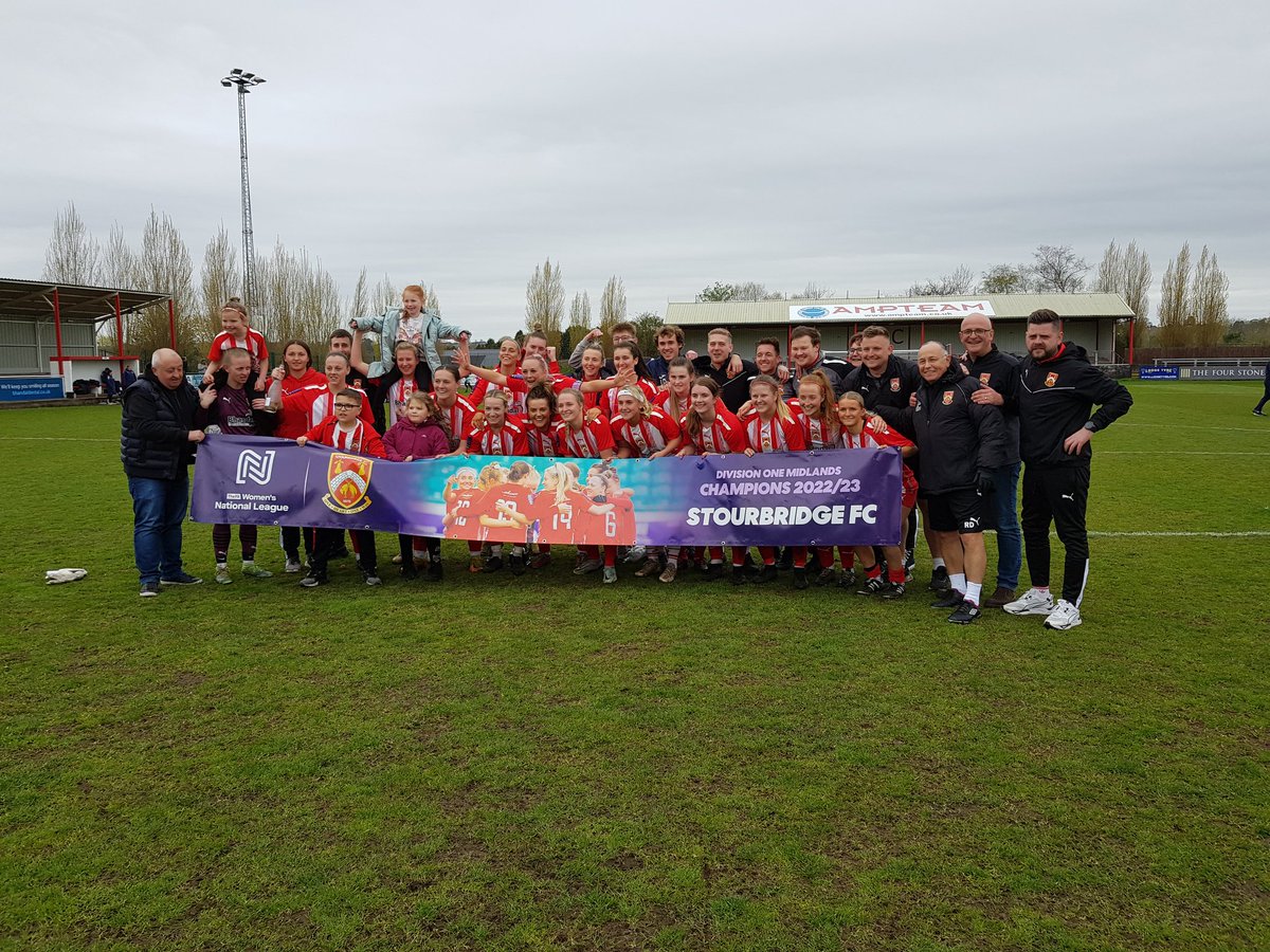 StourbridgeWFC's tweet image. Ladies &amp;amp; Gentlemen, your @FAWNL Division 1 Midlands CHAMPIONS 2022/23!!! #Glassgirls 🔴⚪