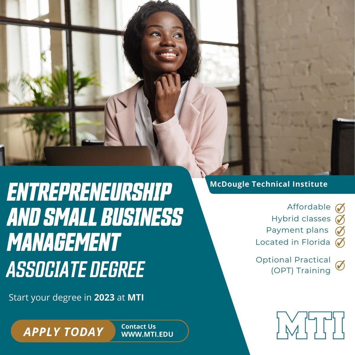 Apply today for the McDougle Technical Institute (MTI) Entrepreneurship and Small Business Management associate degree. The purpose of this program is to prepare students for employment or advanced education in Business Management &amp; Administration.

More: mti.edu/entrepreneursh…