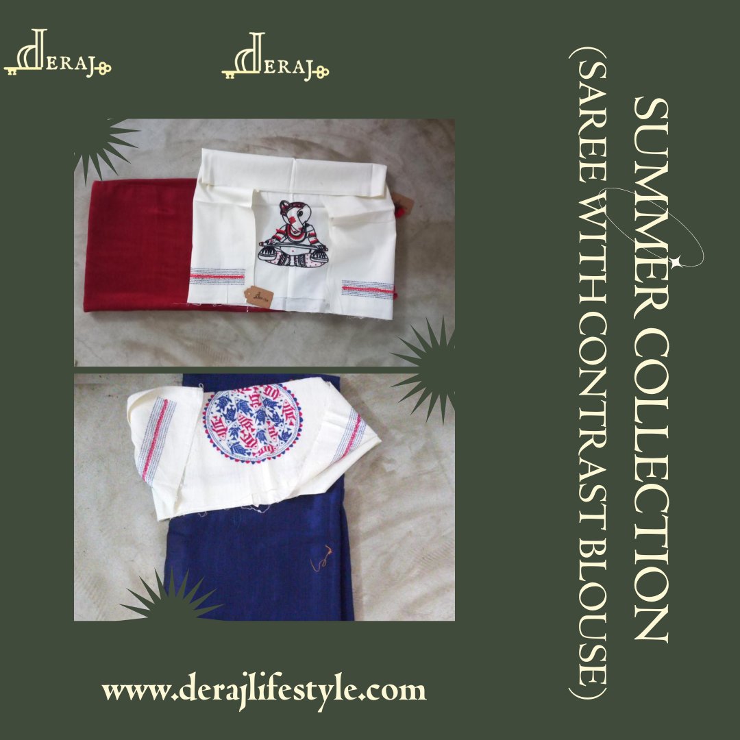 DerajLifestyle's tweet photo. "Stay cool &amp; stylish this summer with Deraj's new collection! Our Khadder sarees are perfect for the heat, and hand-embroidered contrast blouses add elegance. Limited stock available, so head to https://t.co/y4RRRMvkxs now! ☀️🌸 #Deraj #SummerCollection #KhadderSarees https://t.co/CWLKqWh9Wq