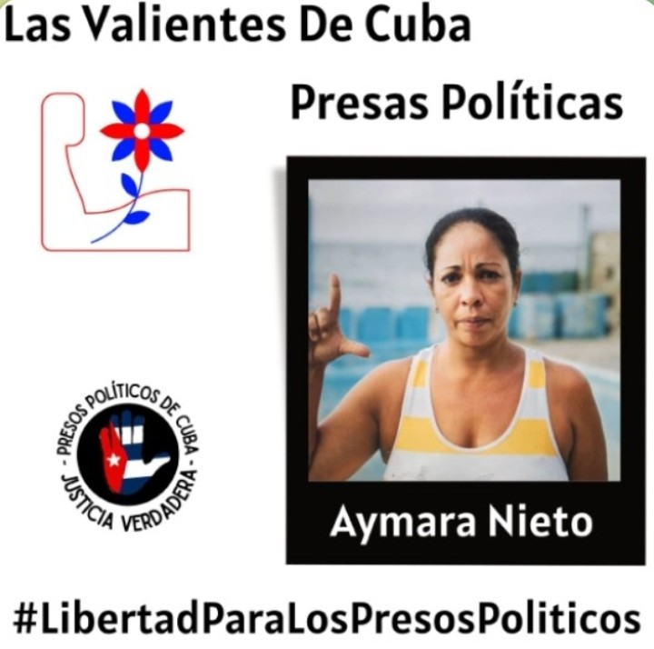 Libertad12021's tweet photo. 🇨🇺🇨🇺 Aymara Nieto Muñoz fue condenada a 5 años y 4 meses de prisión por cargos falsos de amotinamiento. Se encuentra en una prisión de Las Tunas desde el 2018. No la dejemos sola. Exijo su liberación  inmediata.  
#LibertadParaLosPresosPoliticos #AbajoLaDictadura
#PresasDeCastro https://t.co/RUZCNgmZ0t