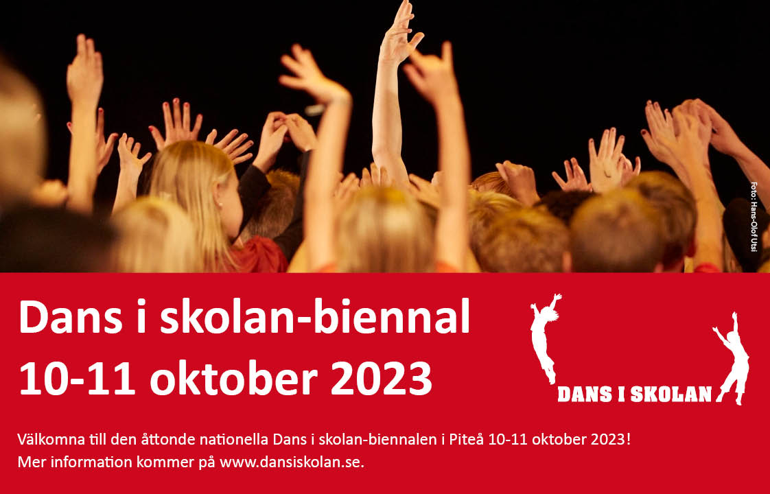 dansiskolan's tweet photo. Den åttonde nationella Dans i skolan-biennalen äger rum 10-11 oktober 2023 i Piteå. Mer information kommer, men boka in datumen redan nu! #dansiskolan #dansiförskolan https://t.co/GO3hhLvQBm https://t.co/lX488AZb9P